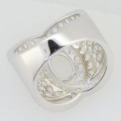 Sterling Silver semi mount ring setting with intricate design, showcasing the inside structure and finish.