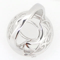 Sterling silver semi mount ring setting with intricate design for round stone, suitable for white topaz centerpiece.
