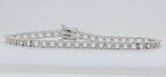 Sterling Silver Semi Mount Tennis Bracelet Setting with round 4x4mm gemstone placeholders, featuring stainless steel tongue clasp.