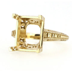 Sterling Silver Art Deco Semi Mount Ring Setting for customizable gemstone, ready for your unique design.