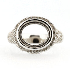 Sterling Silver Semi Mount Ring Setting with Oval Filigree Milgrain for Custom Gemstones
