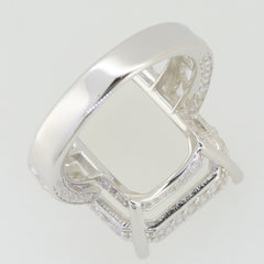 Sterling Silver Semi Mount Ring Setting featuring a Princess Shape Accent for custom gemstone placement.