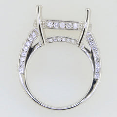 Sterling Silver Semi Mount Ring Setting with White Topaz accents, designed for custom gemstone placement.
