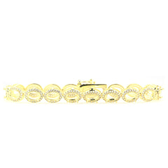 Sterling Silver Semi Mount Tennis Bracelet Setting with Oval Halo and White Topaz for customizable sizes.