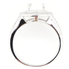 Sterling Silver Semi Mount Ring Setting with White Topaz, showing the back design and split shank details.