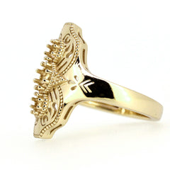 Art Deco style sterling silver semi mount ring setting for 4x4mm and 3x3mm gemstones, featuring intricate detailing.