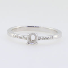 Sterling Silver semi mount ring setting with oval halo and Moissanite accent gemstones, perfect for custom jewelry.