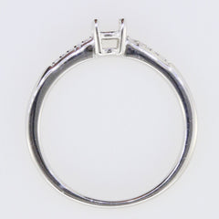 Sterling Silver Semi Mount Ring Setting with Moissanite Accents, oval stone placeholder, elegant minimal design.