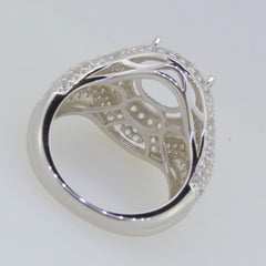 Sterling Silver Semi Mount Ring Setting with intricate design ready for a Round RD 11x11mm gemstone.