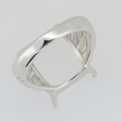 Sterling silver semi mount ring setting for 14x12mm cabochon gemstone placement.
