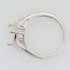 Sterling Silver semi mount ring setting featuring White Topaz accents, designed for a customizeable fit and elegant look.