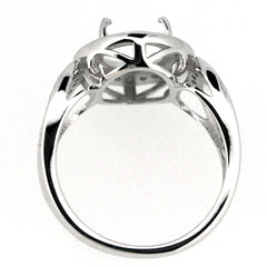 Sterling silver semi mount ring setting design, features  oval gemstone holder and intricate band detailing.