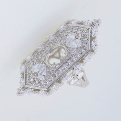 Sterling Silver Semi Mount Ring Setting for Oval OV 9x7mm with White Topaz, custom made with intricate design.