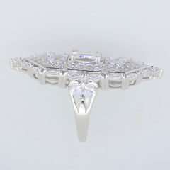 Sterling Silver Semi Mount Ring Setting for Oval 9x7mm, featuring sparkling White Topaz gemstones.