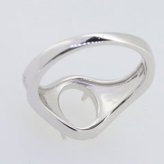 Sterling Silver Semi Mount Ring Setting with Oval Cabochon Design, Art Nouveau Style, Custom Sizes Available