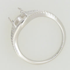 Sterling silver semi mount ring setting for 10x8mm cabochon, featuring an elegant Art Nouveau design.