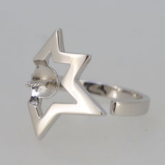 Sterling Silver Semi Mount Star Ring Setting for 8x8mm Pearl, custom made to order in various sizes.