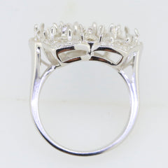 Sterling Silver Semi Mount Ring Setting with intricate details for custom gemstone placement.