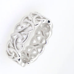 Sterling Silver Infinity Celtic Knot Band Engagement Wedding Ring, handcrafted and available in various sizes.
