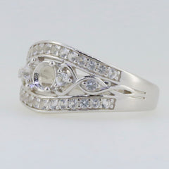 Sterling Silver Semi Mount Ring Setting with Moissanite Stones, Round RD 5x5mm Engagement Ring Design