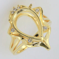 Sterling silver semi mount ring setting featuring white topaz accents, designed for custom gemstone placement.