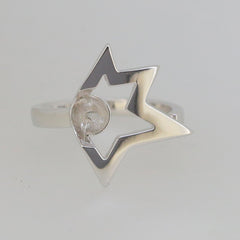 Sterling Silver Semi Mount Star Ring Setting for Round RD 8x8mm Pearl, customizable and made to order.