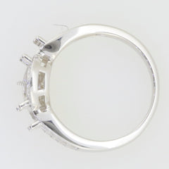 Sterling Silver Semi Mount Ring Setting for 7x7mm Pearl and 3 White Topaz Stones, elegant design, made to order.