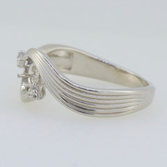 Sterling Silver Semi Mount Ring Setting with wave design, ready for 6x6mm pearl and accent white topaz.