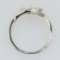 Sterling silver semi mount ring setting for pearl with accent white topaz, 6x6mm round design, elegant and customizable.