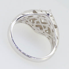 Sterling Silver Semi Mount Ring Setting with intricate heart cut-out design, perfect for Asscher cut gemstones.