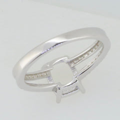 Sterling Silver Semi Mount Ring Setting with Cushion CU 9x7mm White Topaz, Split Shank design, made to order.