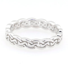 Sterling Silver Celtic Knot Band Ring, intricately designed for engagement or wedding, handmade to order.