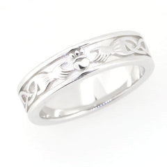 Sterling Silver Claddagh Ring with Celtic Knot design, handcrafted and made to order, perfect for special occasions.