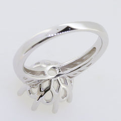 Sterling Silver Semi Mount Ring Setting featuring an intricate design, ideal for a round gemstone of 11x11mm.