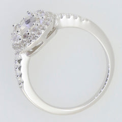 Sterling Silver Semi Mount Ring Setting with White Topaz, Oval OV 8x6mm, elegant design, made to order.