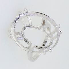 Sterling Silver Semi Mount Ring Setting designed for Oval gems, featuring intricate details and a lightweight structure.