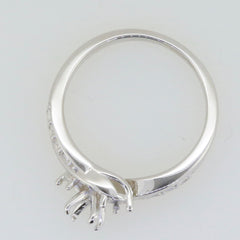 Sterling Silver Semi Mount Ring Setting with prongs for 4x4mm round gemstone, ideal for engagement ring.