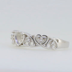 Sterling Silver Semi Mount Ring Setting featuring elegant heart design for 5x5mm Moissanite engagement ring.