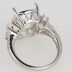 Sterling Silver Semi Mount Ring Setting with intricate design, perfect for a 16x12mm White Topaz stone.
