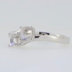 Sterling Silver Semi Mount Ring Setting for 5x5mm stones, featuring a bypass Moi et Toi design, ready for personalization.
