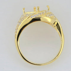 Sterling Silver Semi Mount Ring Setting with Double Halo and Topaz Accents, showing the elegant design from the back.