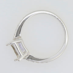 Sterling silver semi mount ring setting for 10x8mm emerald with D color moissanite accents, made to order.