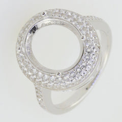 Sterling Silver Semi Mount Ring Setting featuring Oval Halo of White Topaz, designed for custom gemstone options.