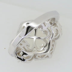 Sterling silver semi mount ring setting with intricate design for oval stones, ideal for custom jewelry creation.