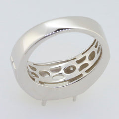 Men's sterling silver semi mount ring setting, cushion design, showcasing the intricate openwork detail.