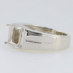 Men's Sterling Silver Semi Mount Ring Setting with Cushion Cut 8x8mm gemstone placeholder for custom design.