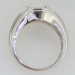 Men's sterling silver semi mount ring setting, showcasing a cushion top for a 10x10mm gemstone.