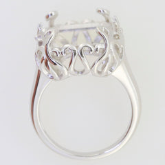 Sterling Silver Semi Mount Ring Setting with Art Nouveau design, featuring intricate filigree and no gemstone.