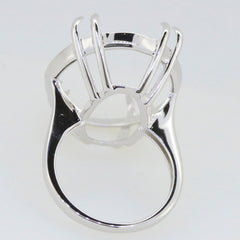 Sterling Silver Semi Mount Ring Setting featuring an elegant oval design for custom gemstones like White Topaz.