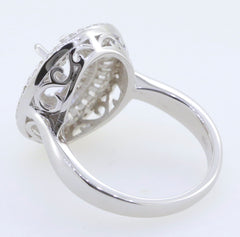 Sterling Silver Semi Mount Ring Setting with intricate designs, ideal for a 9x7mm oval gemstone, showcasing elegant details.